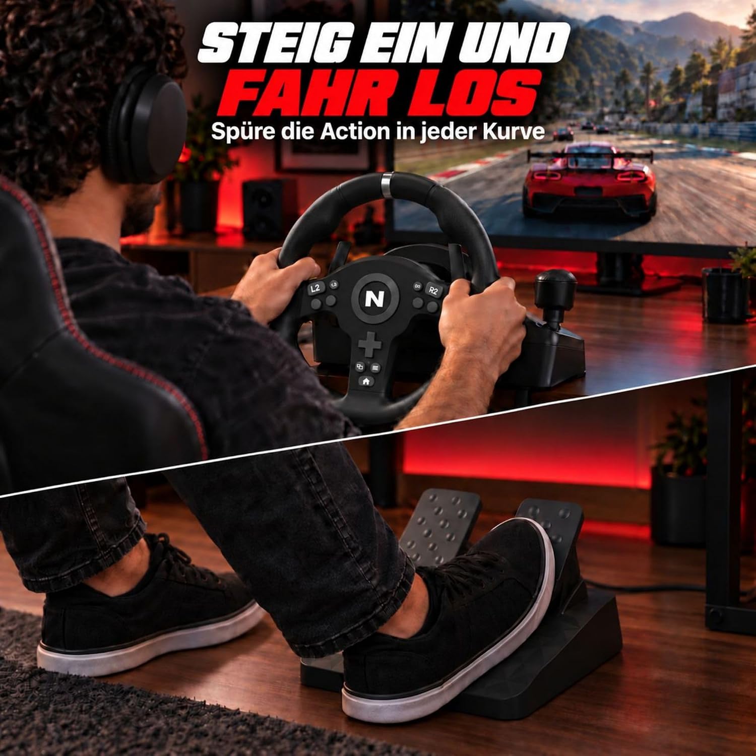 NITHO Drive Pro V200 Rennlenkrad mit Pedalen & Schalthebel für PC/PS4/Xbox – Bild 14