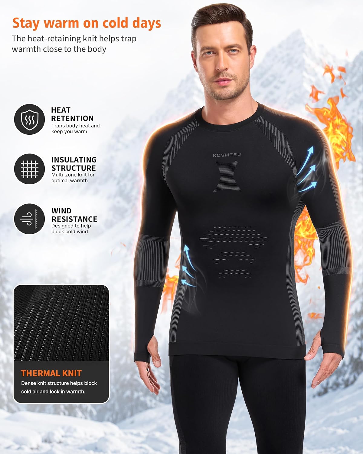 Thermounterwäsche Herren Skiunterwäsche Funktionsunterwäsche Thermowäsche – Bild 2