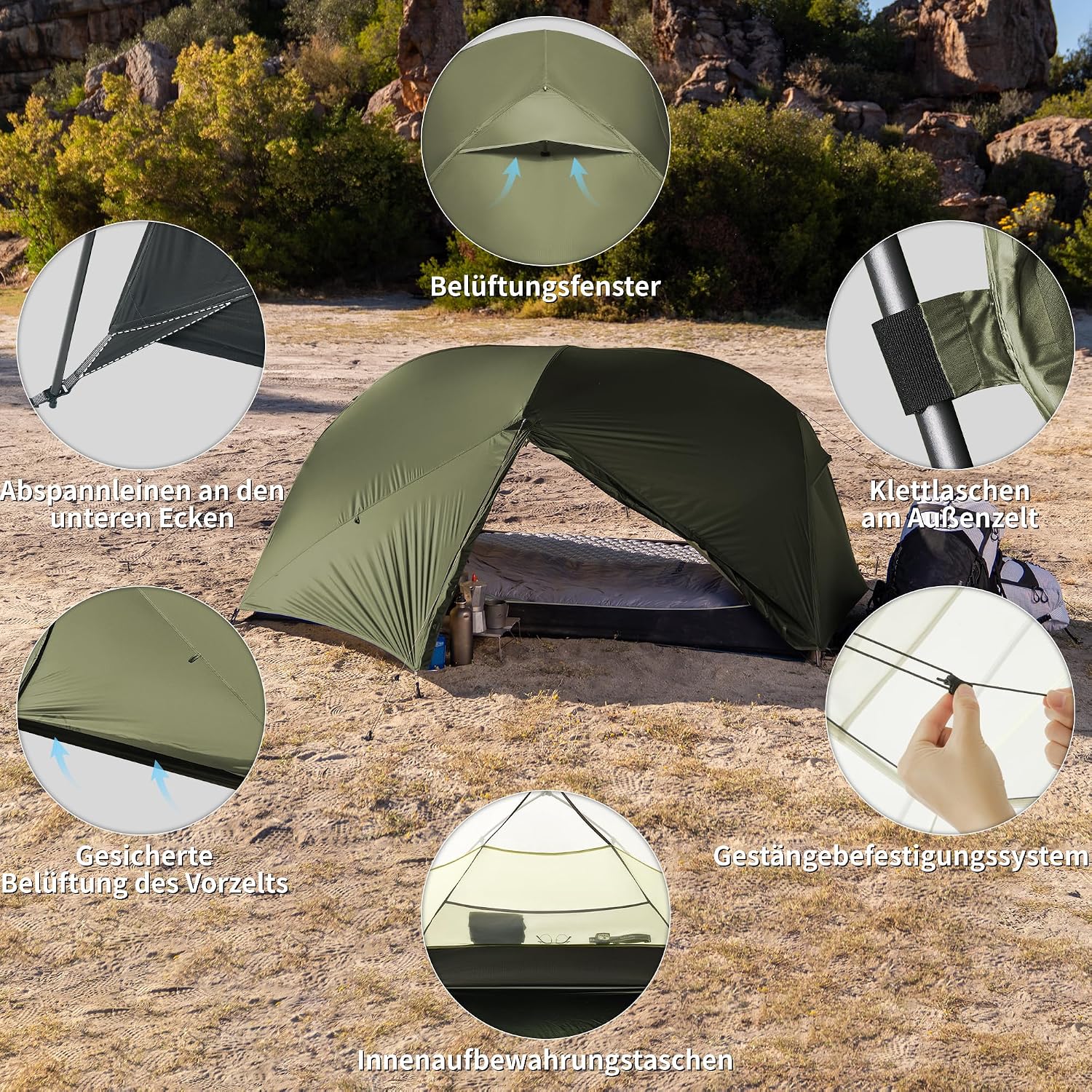 Naturehike Mongar Base/Pro Zelt 1&2&3 Personen Ultraleicht Camping Zelt – Bild 8