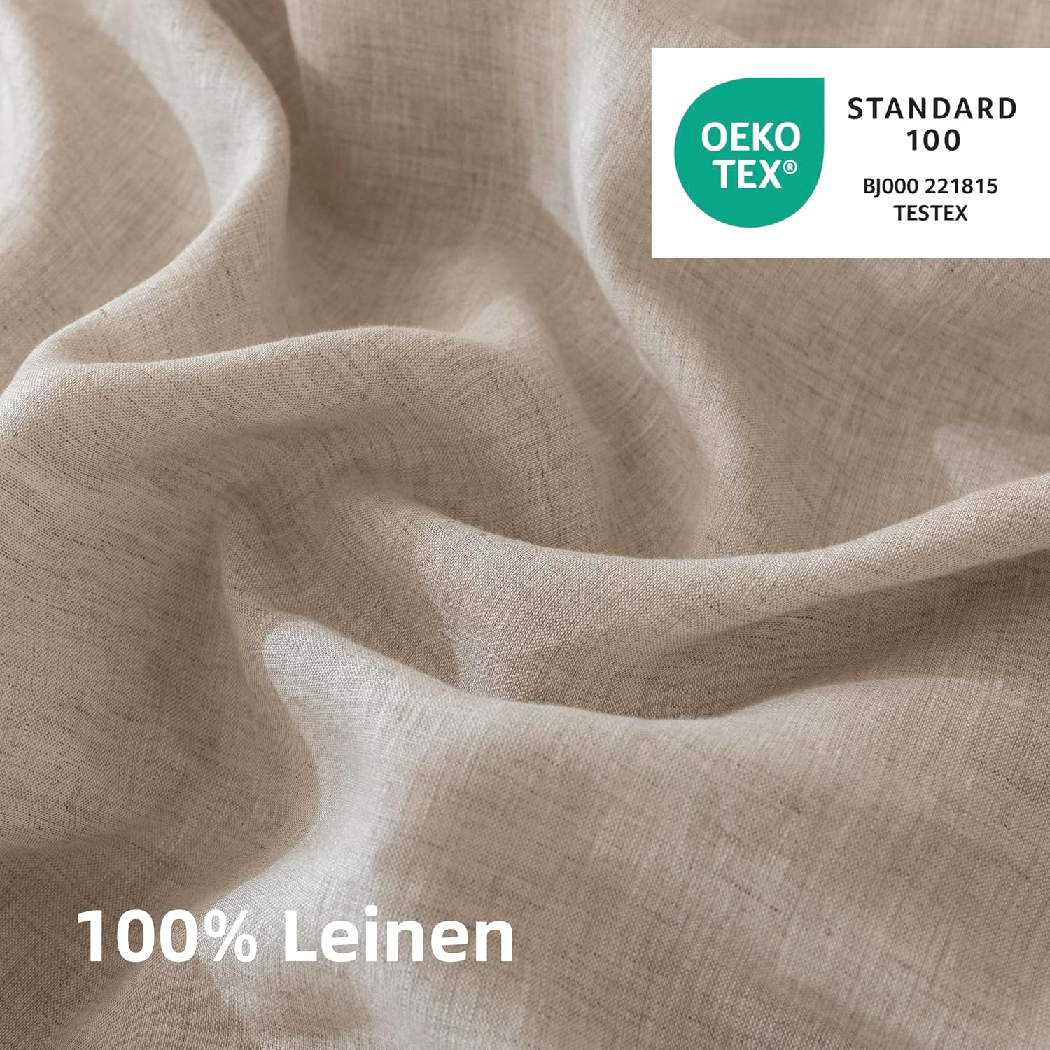 Talasily Leinen Bettwäsche 200x200 3teilig, 100% Naturflachs Stonewashed mit Reißverschluss, Atmungsaktiv Weich, Öko-Tex 100 Standard, Naturleinen Farbe inklusive 2 Kissenbezug 80x80 cm – Bild 3