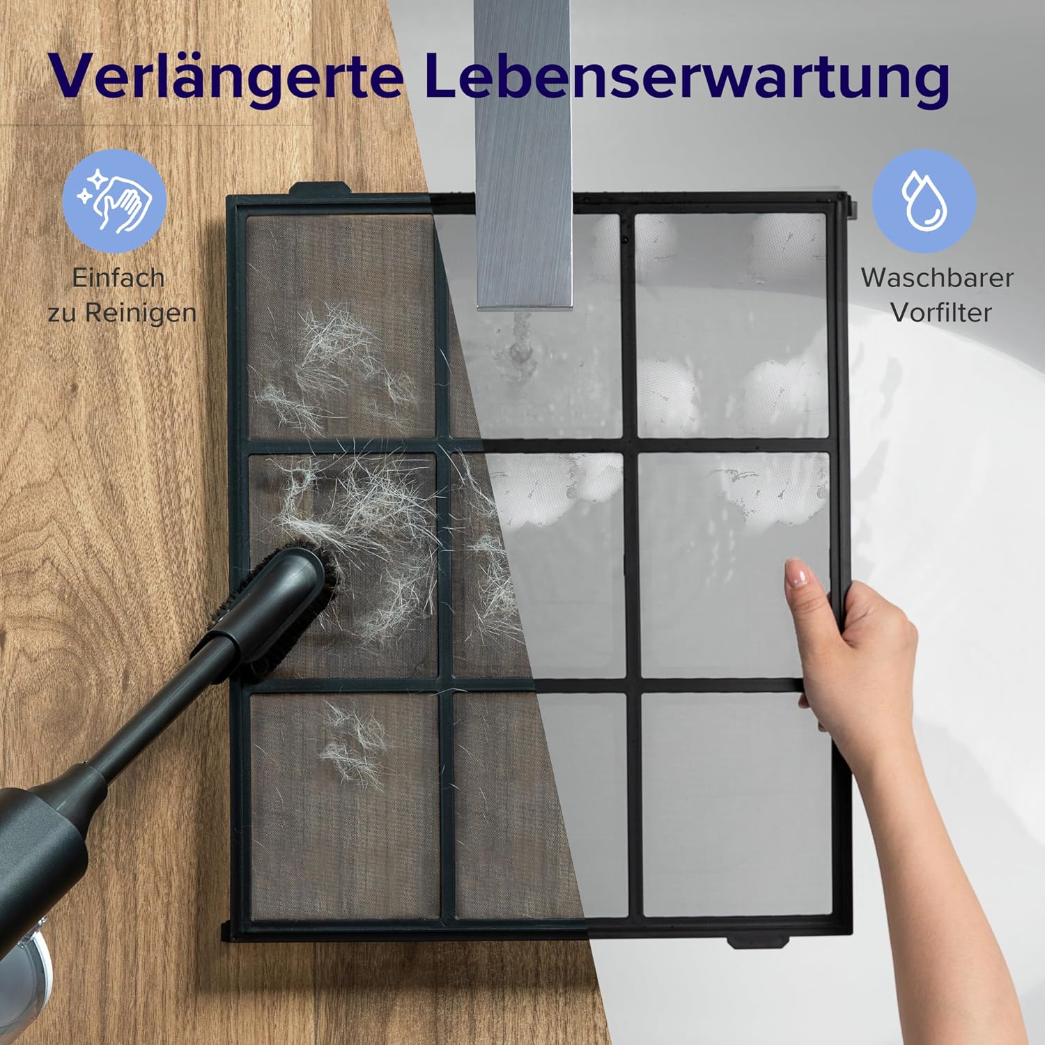 Levoit HEPA Luftreiniger Allergiker mit Tiermodus, bis 87㎡, Weiß/Schwarz – Bild 8