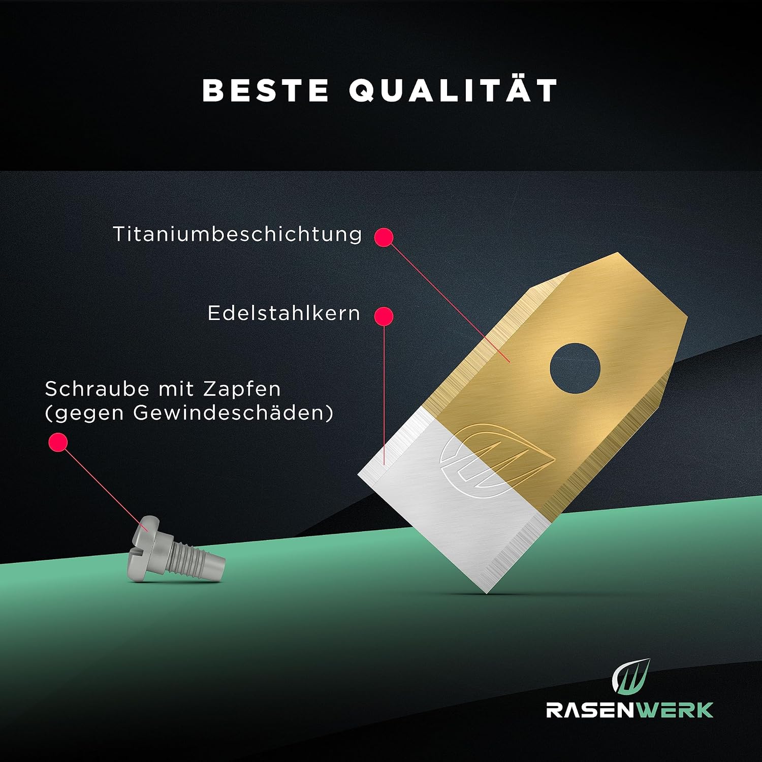 RASENWERK® - Hochwertige Ersatzmesser für Mähroboter - Kompatibel mit Husqvarna, Gardena, Yard Force mit innovativen Schrauben - Universal Ersatzklingen – Rasenroboter Messer Messerset – 30 Stk. – Bild 4