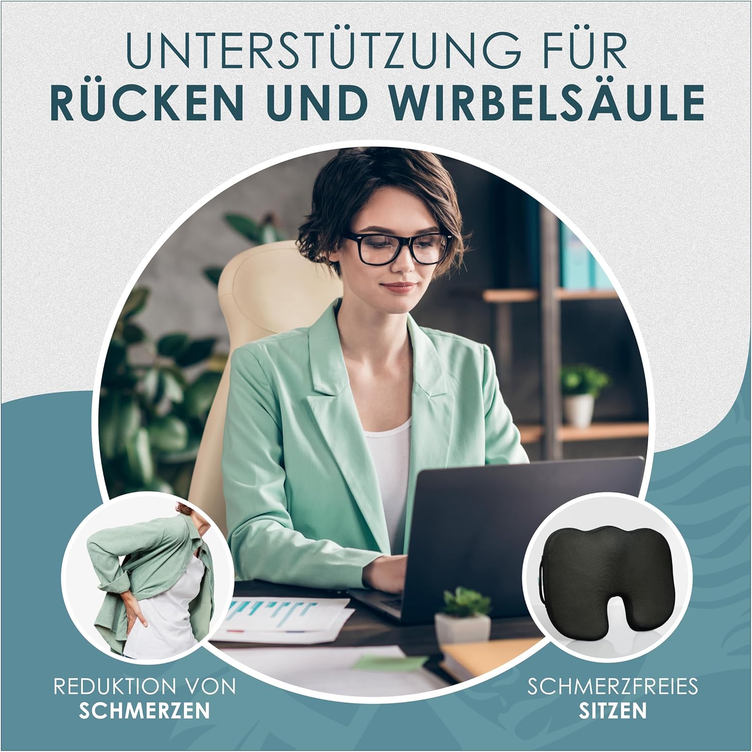 Sitzkissen orthopädisch Memory Foam – Medium 60–90 kg – Bild 2