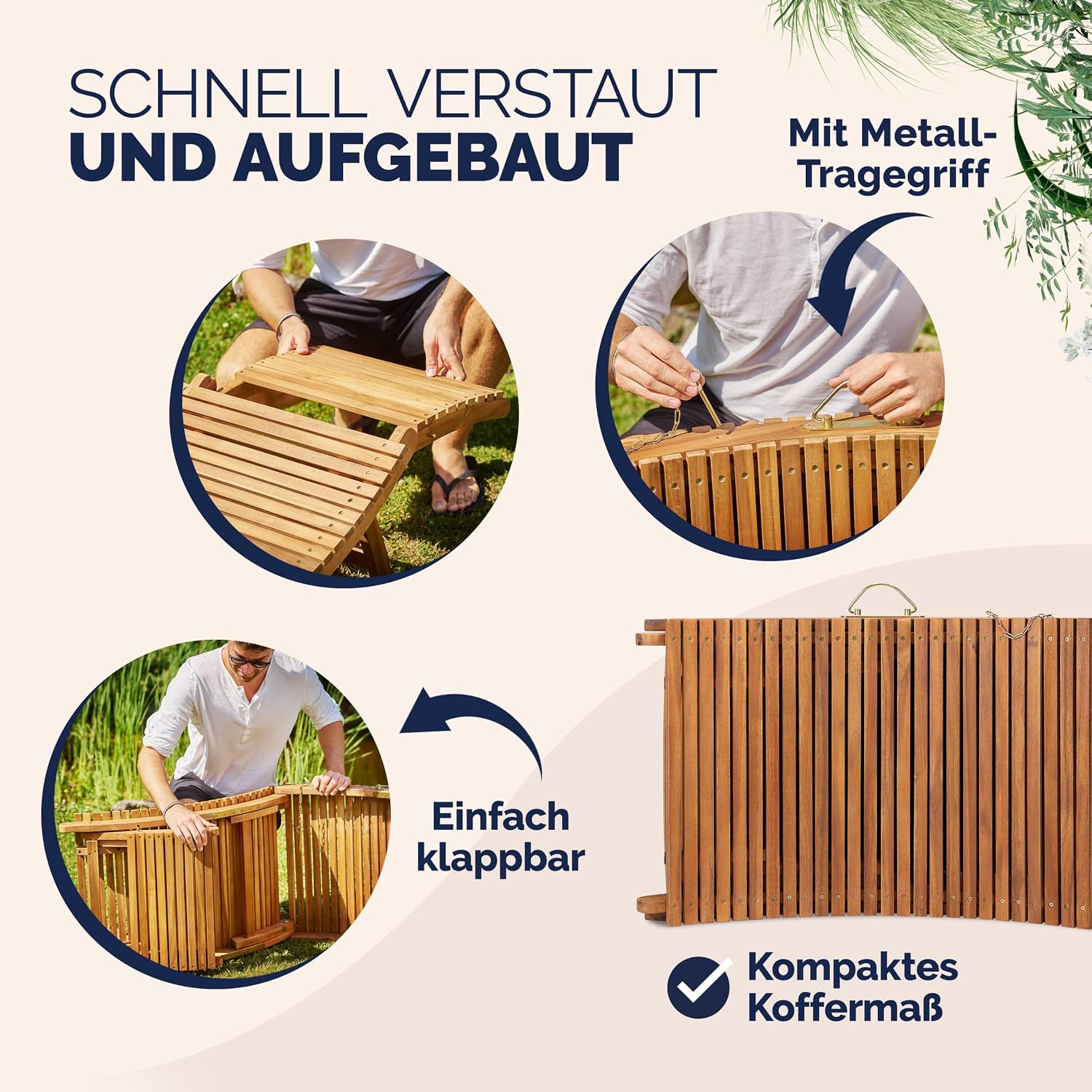CASARIA® Sonnenliege Klappbar mit Kofferfunktion FSC®-Zertifiziert – Bild 7