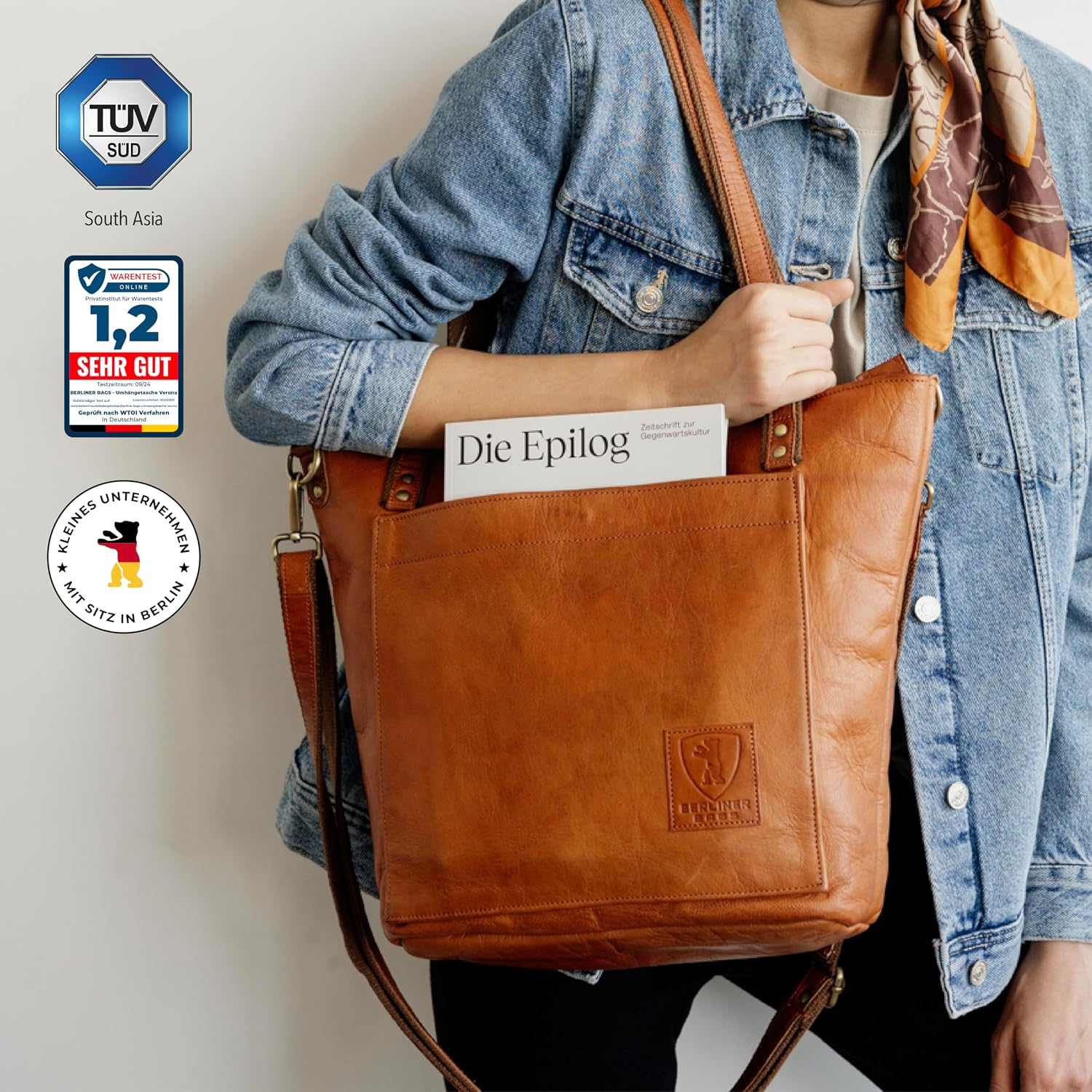 Berliner Bags Schultertasche Verona, Shopper aus Leder – Bild 3