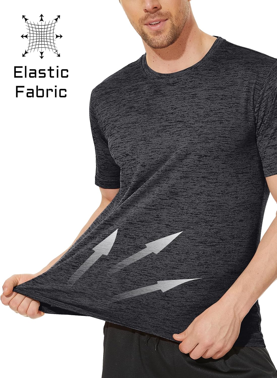 MAGCOMSEN Herren Sportshirts Kurzarm Laufshirt Schnelltrocknend Sommer T-Shirts Meliert Leicht Trainingsshirts Atmungsaktiv Funktionsshirts für Fitness Wandern Yoga – Bild 5