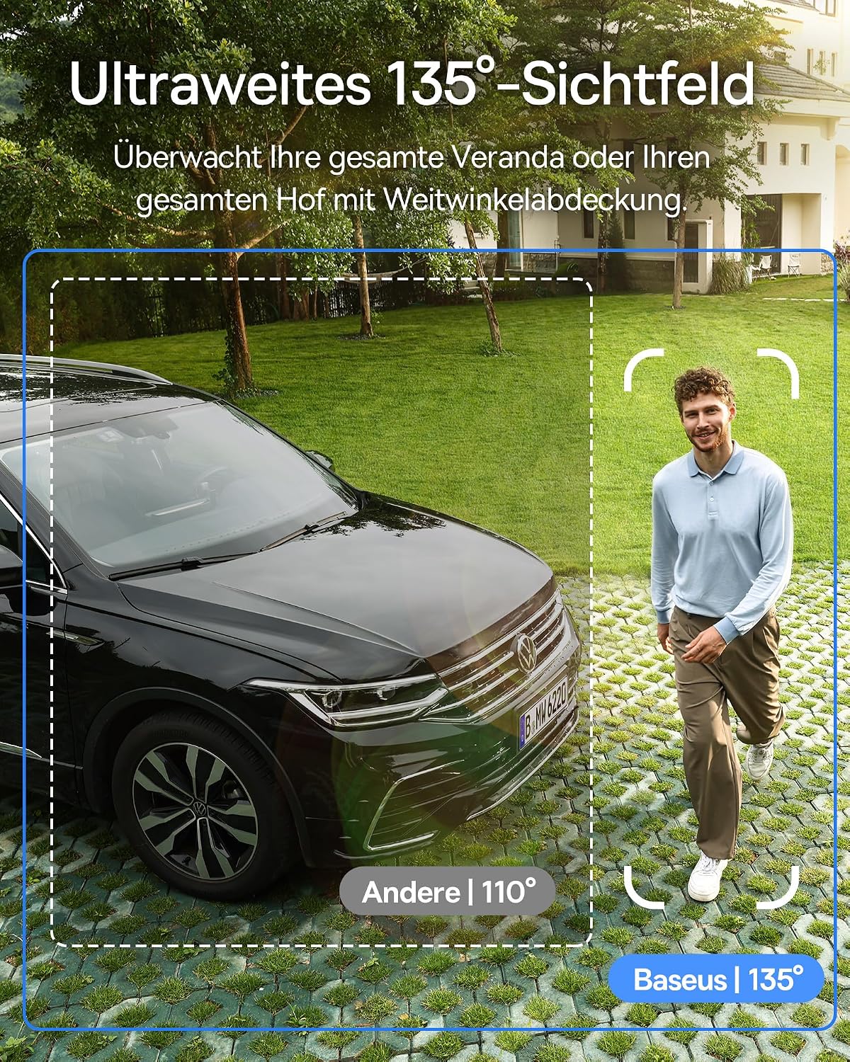 Baseus Security S1 Lite Solocam Überwachungskamera Aussen Solar Akku WLAN, IP67 Wetterfest, Kamera Überwachung Kabellos Außen 2K 135°, Farbnachtvision, Keine Gebühren, Kompatibel mit Alexa & Google – Bild 8