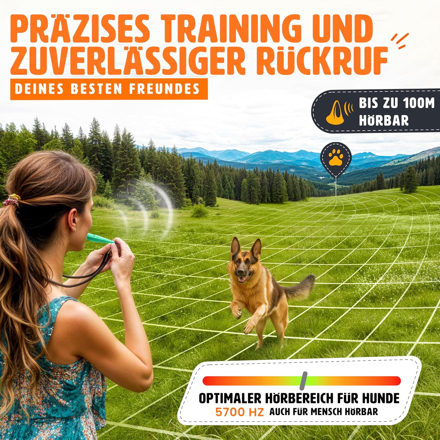 ENERO® Hundepfeife mit praktischem Umhängeband - Perfektes Hundezubehör mit genormter Frequenz - Ideal für Hundetraining - hörbar & weitreichend (Türkis) – Bild 3