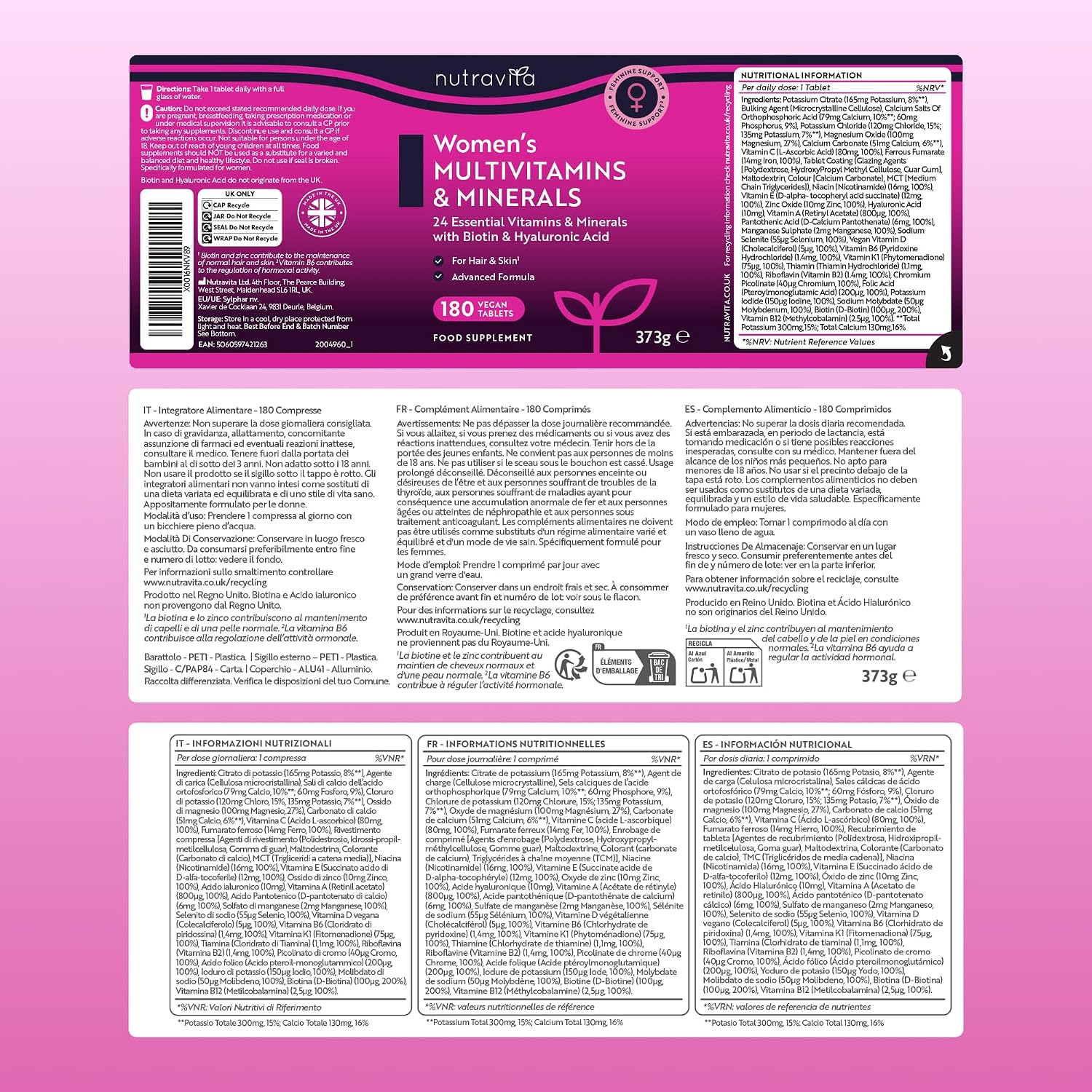 Nutravita Multivitamine & Mineralien für Frauen - 180 Vegane Tabletten – Bild 12