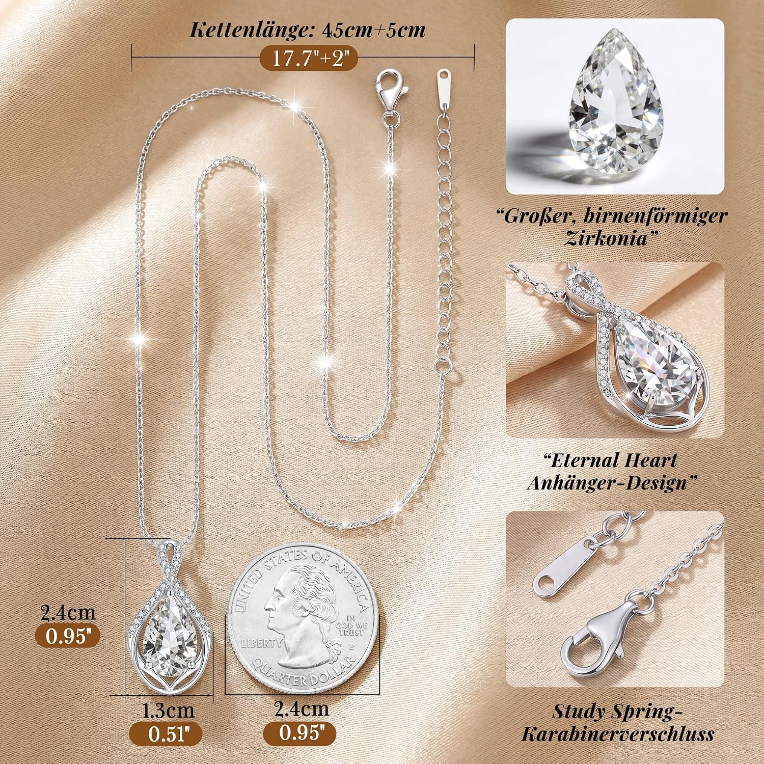 CDE Teardrop Kette für Damen Infinity Geburtsstein Schmuck Geschenk – Bild 4