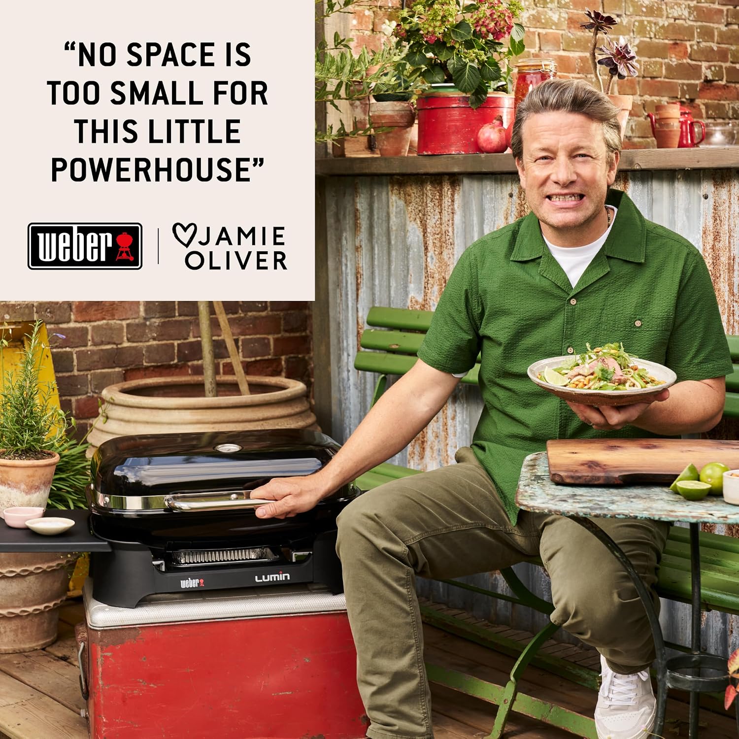 Weber Lumin Compact Tragbarer Kompakter Elektrogrill, Bis zu 315 °C, mit Deckelthermometer, Porzellanemaillierte Gusseisenroste, 43 x 32 cm Grillfläche, Schwarz (1502044) – Bild 11