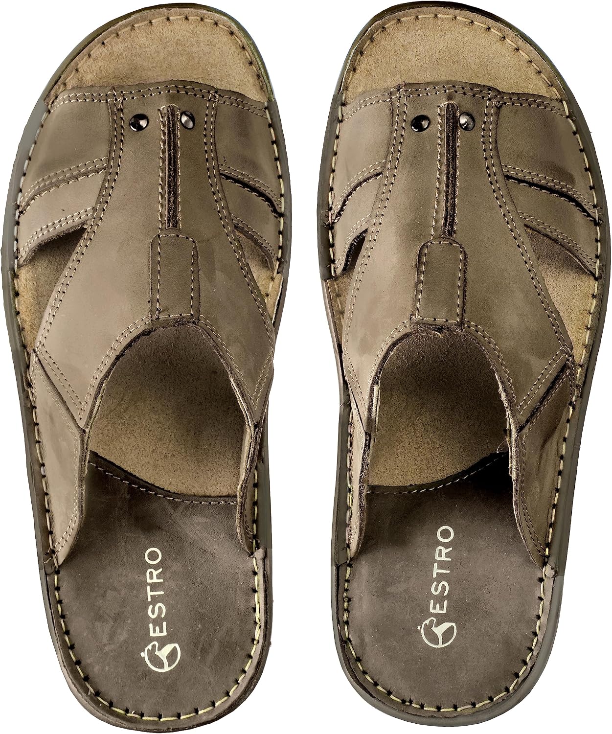 ESTRO Sandalen Herren Sommer Leder - Echtleder Sommerschuhe Herren Schlappen Männer mit Rutschfeste Gummisohle s1 – Bild 2