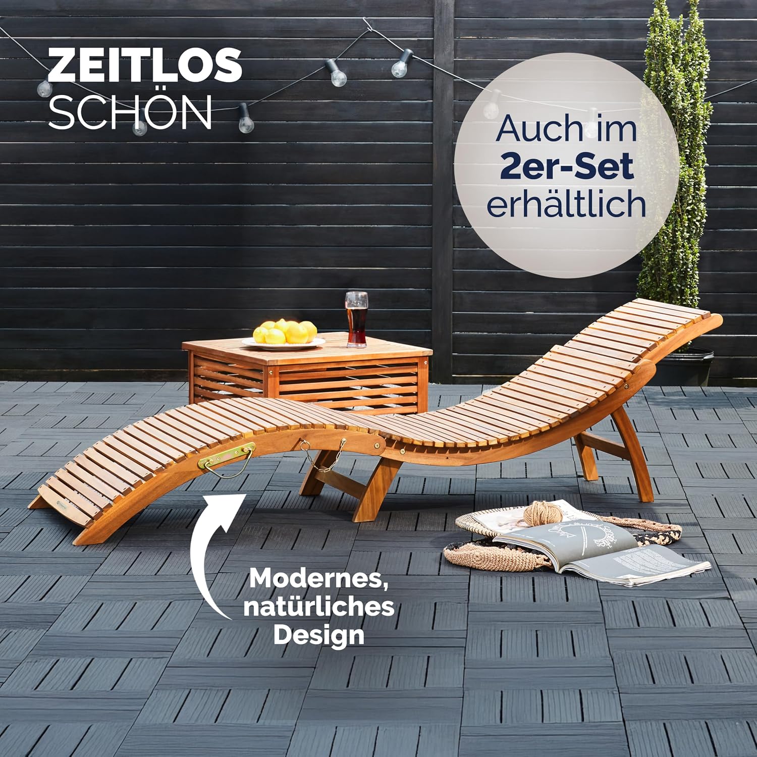 CASARIA® Sonnenliege Klappbar mit Kofferfunktion FSC®-Zertifiziert – Bild 3