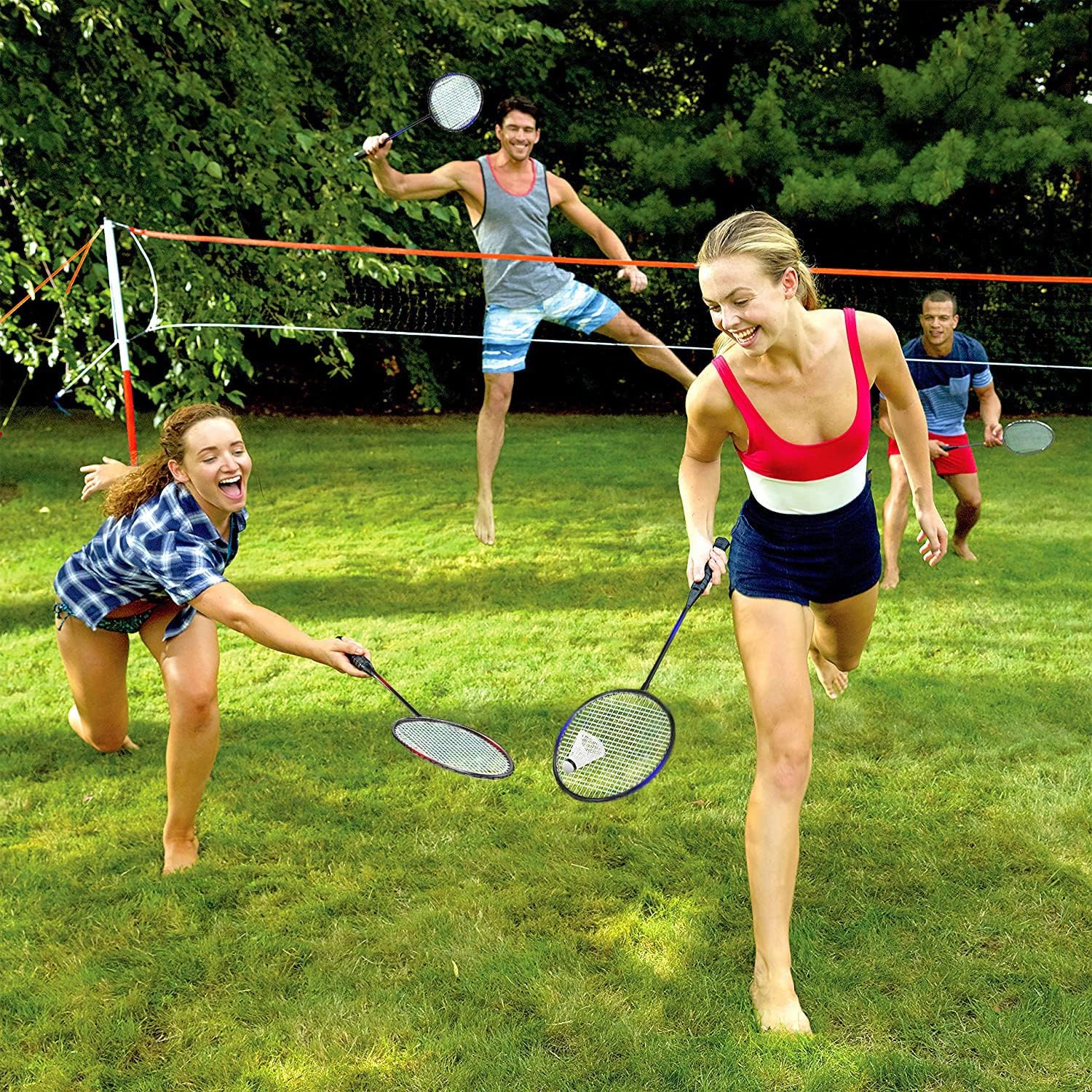 KH Federball Set Badminton Schläger Set 2-4 Spieler für Erwachsene Kinder, leicht und stabil, Schläger, Federbälle und Tragetasche im Lieferumfang – Bild 5