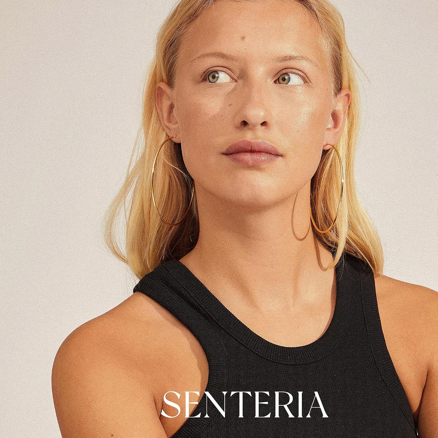 Senteria 14k Vergoldet Ohrringe Creolen für Damen Groß - Dünne Leichte – Bild 3