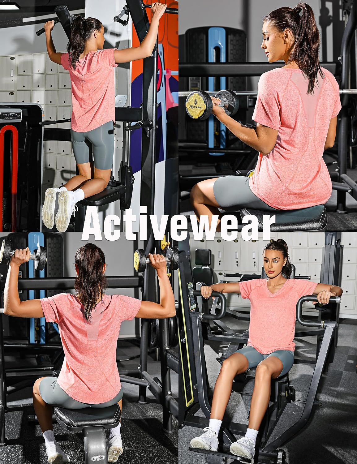 UV Sportshirt Damen Kurzarm V-Ausschnitt Sommer T-Shirts Mesh Rücken – Bild 6